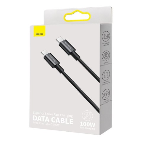 Superior kabel przewód USB-C USB-C Quick Charge FCP 100W 5A 20V 1m czarny Superior kabel przewód USB-C USB-C Quick Charge FCP 100W 5A 20V 1m czarny