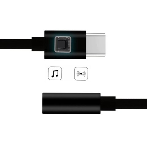 Adapter przejściówka z USB-C na gniazdo audio 3.5 mini jack czarny Adapter przejściówka z USB-C na gniazdo audio 3.5 mini jack czarny