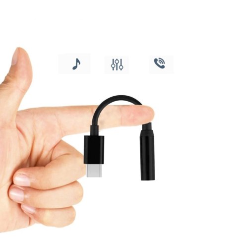 Adapter przejściówka z USB-C na gniazdo audio 3.5 mini jack czarny Adapter przejściówka z USB-C na gniazdo audio 3.5 mini jack czarny