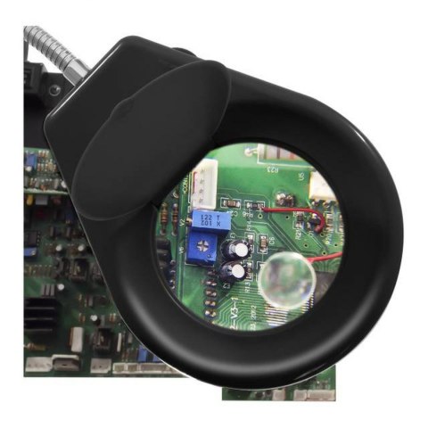Lampka biurkowa LED bezcieniowa ze szkłem powiększającym 5x/10x i uchwytem na płytki PCB Lampka biurkowa LED bezcieniowa ze szkłem powiększającym 5x/10x i uchwytem na płytki PCB