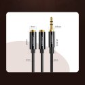 Rozdzielacz kabla słuchawkowego 2x AUX 3.5mm mini jack 25cm czarny