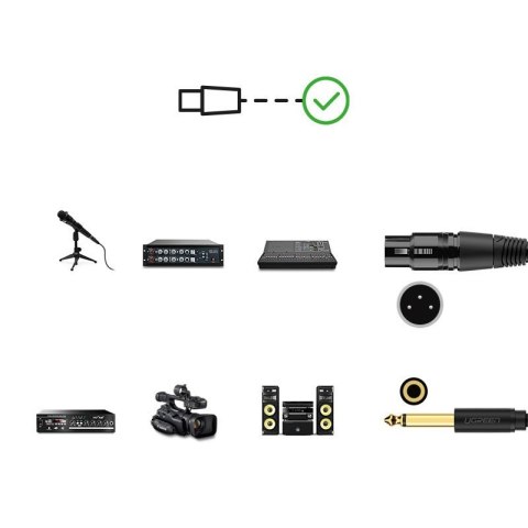 Przejściówka kabel audio do mikrofonu XLR żeński - 6.35 mm jack męski 2m czarny Przejściówka kabel audio do mikrofonu XLR żeński - 6.35 mm jack męski 2m czarny