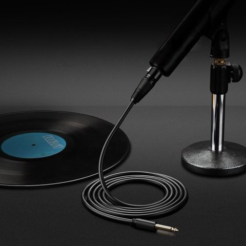 Przejściówka kabel audio do mikrofonu XLR żeński - 6.35 mm jack męski 2m czarny Przejściówka kabel audio do mikrofonu XLR żeński - 6.35 mm jack męski 2m czarny