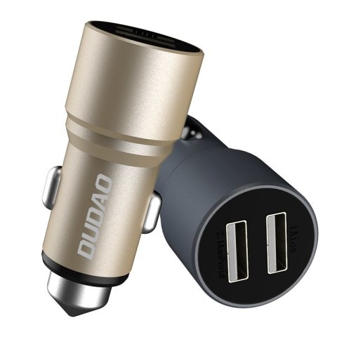 Ładowarka samochodowa z młotkiem bezpieczeństwa do szyb 2x USB 5V 3.1A szary Ładowarka samochodowa z młotkiem bezpieczeństwa do szyb 2x USB 5V 3.1A szary