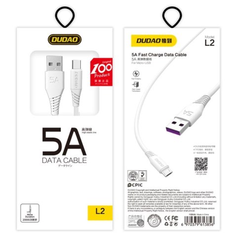 Przewód kabel USB - USB-C 5A 1m biały Przewód kabel USB - USB-C 5A 1m biały