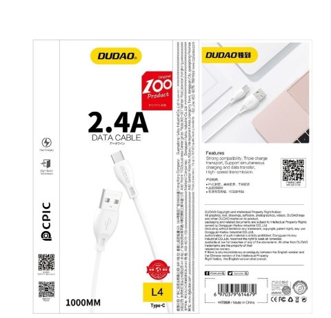 Przewód kabel do iPhone USB - Lightning 2.4A 1m biały Przewód kabel do iPhone USB - Lightning 2.4A 1m biały