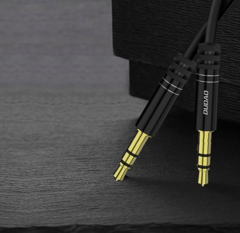 Rozciągliwy kabel przewód audio AUX mini jack 3.5mm sprężynka 150cm czarny Rozciągliwy kabel przewód audio AUX mini jack 3.5mm sprężynka 150cm czarny