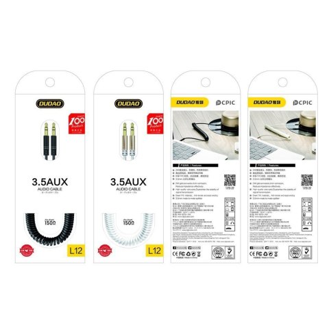 Rozciągliwy kabel przewód audio AUX mini jack 3.5mm sprężynka 150cm czarny Rozciągliwy kabel przewód audio AUX mini jack 3.5mm sprężynka 150cm czarny