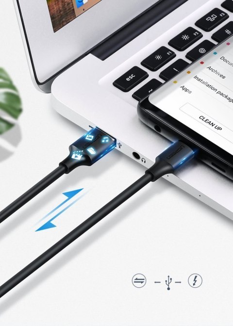 Kabel przewód USB - USB-C 2A 0.5m czarny Kabel przewód USB - USB-C 2A 0.5m czarny