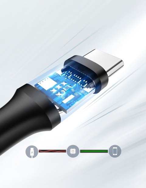 Kabel przewód USB - USB-C 2A 0.5m czarny Kabel przewód USB - USB-C 2A 0.5m czarny