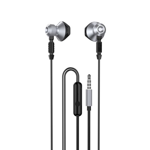 Metalowe przewodowe słuchawki douszne 3,5 mm mini jack szary Metalowe przewodowe słuchawki douszne 3,5 mm mini jack szary