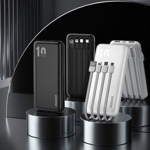 Powerbank K6Pro 10000mAh uniwersalny z kablem USB USB-C microUSB Lightning czarny Powerbank K6Pro 10000mAh uniwersalny z kablem USB USB-C microUSB Lightning czarny