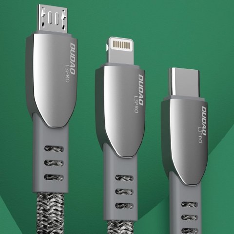 Wytrzymały przewód kabel pleciony USB - micro USB 5A 1m szary Wytrzymały przewód kabel pleciony USB - micro USB 5A 1m szary