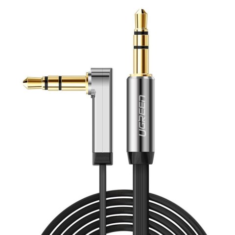 Kabel przewód płaski kątowy audio AUX 3.5mm minijack 0.5m czarny Kabel przewód płaski kątowy audio AUX 3.5mm minijack 0.5m czarny