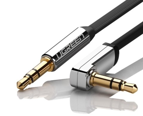 Kabel przewód płaski kątowy audio AUX 3.5mm minijack 0.5m czarny Kabel przewód płaski kątowy audio AUX 3.5mm minijack 0.5m czarny