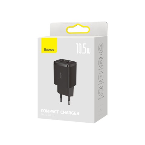 Ładowarka sieciowa Compact 2x USB 10.5W czarny Ładowarka sieciowa Compact 2x USB 10.5W czarny