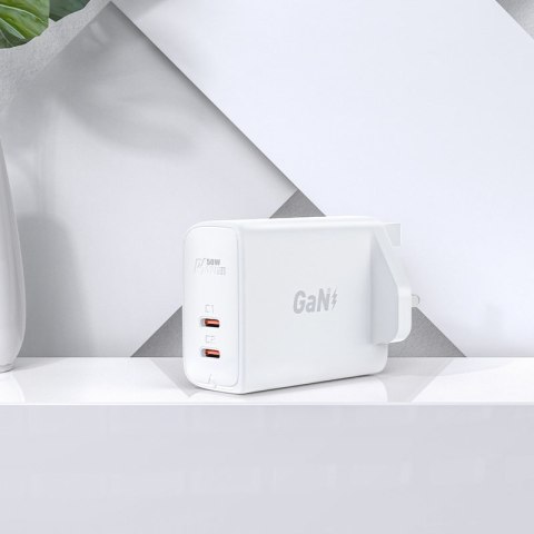 Ładowarka sieciowa angielska A32 GaN dwa porty USB-C PD 50W wtyczka UK czarny Ładowarka sieciowa angielska A32 GaN dwa porty USB-C PD 50W wtyczka UK czarny