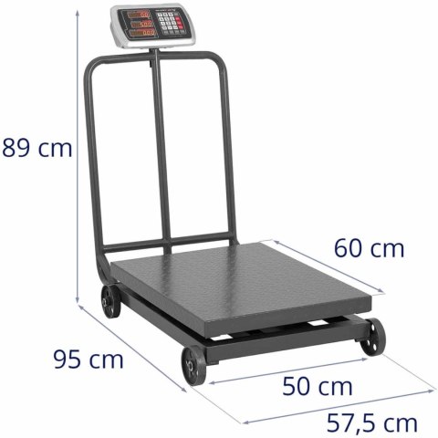 Waga platformowa przemysłowa na kółkach 600 kg / 100 g LCD Waga platformowa przemysłowa na kółkach 600 kg / 100 g LCD