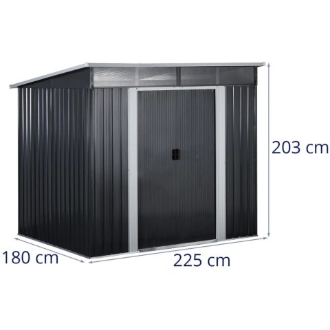 Domek narzędziowy ogrodowy metalowy 225 x 180 x 203 cm Domek narzędziowy ogrodowy metalowy 225 x 180 x 203 cm