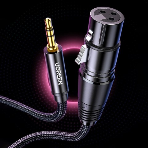 Kabel przewód audio 3.5mm mini jack (męski) - XLR (żeński) 1m czarny Kabel przewód audio 3.5mm mini jack (męski) - XLR (żeński) 1m czarny