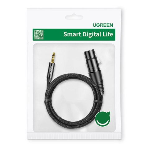 Kabel przewód audio 3.5mm mini jack (męski) - XLR (żeński) 1m czarny Kabel przewód audio 3.5mm mini jack (męski) - XLR (żeński) 1m czarny