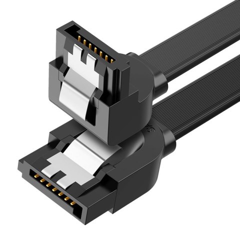 Kabel przewód płaski kątowy SATA 1.0-3.0 do 5Gb/s 0.5m - czarny Kabel przewód płaski kątowy SATA 1.0-3.0 do 5Gb/s 0.5m - czarny