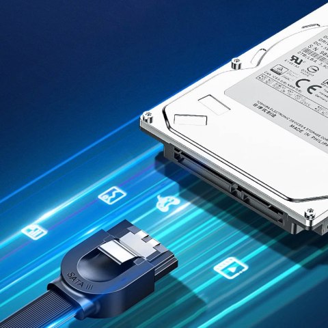 Kabel przewód płaski kątowy SATA 1.0-3.0 do 5Gb/s 0.5m - czarny Kabel przewód płaski kątowy SATA 1.0-3.0 do 5Gb/s 0.5m - czarny