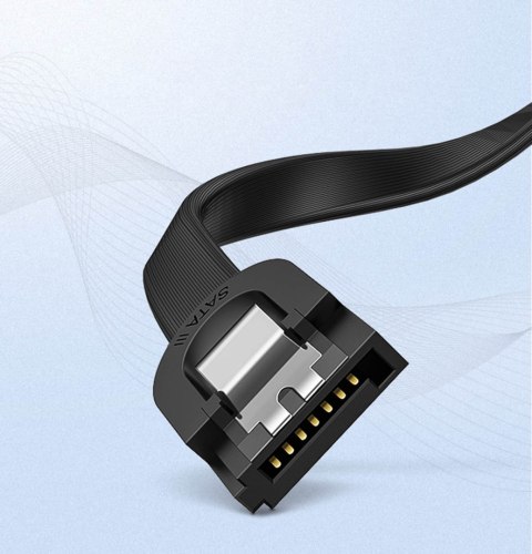 Kabel przewód płaski kątowy SATA 1.0-3.0 do 5Gb/s 0.5m - czarny Kabel przewód płaski kątowy SATA 1.0-3.0 do 5Gb/s 0.5m - czarny