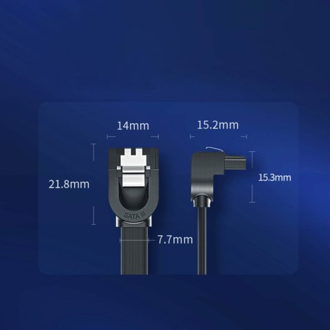 Kabel przewód płaski kątowy SATA 1.0-3.0 do 5Gb/s 0.5m - czarny Kabel przewód płaski kątowy SATA 1.0-3.0 do 5Gb/s 0.5m - czarny