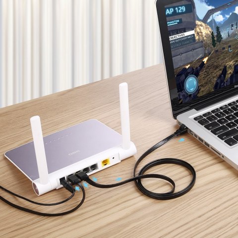 Kabel sieciowy internetowy płaski patchcord U/FTP Cat. 7 10Gb/s 0.5m czarny Kabel sieciowy internetowy płaski patchcord U/FTP Cat. 7 10Gb/s 0.5m czarny