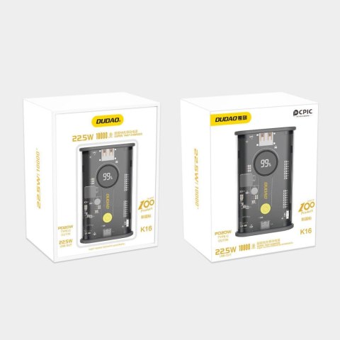 Powerbank K16 10000mAh USB-C USB-A 22.5W PD czarny Powerbank K16 10000mAh USB-C USB-A 22.5W PD czarny