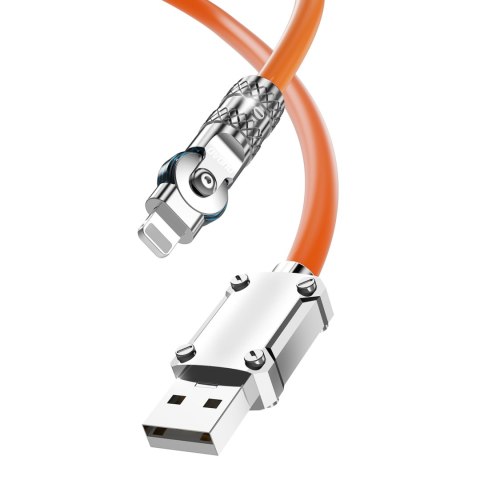 Mocny kabel kątowy do iPhone USB-A - Lightning 30W 1m rotacja 180 pomarańczowy Mocny kabel kątowy do iPhone USB-A - Lightning 30W 1m rotacja 180 pomarańczowy