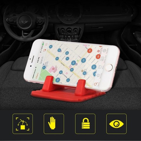 Uniwersalny uchwyt samochodowy silikonowa podstawka na telefon czarny Uniwersalny uchwyt samochodowy silikonowa podstawka na telefon czarny