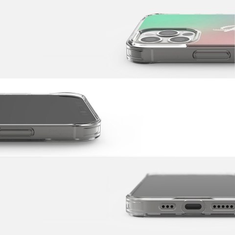 Pancerne etui pokrowiec z żelową ramką iPhone 12 Pro Max Fusion Design różowo-zielony Pancerne etui pokrowiec z żelową ramką iPhone 12 Pro Max Fusion Design różowo-zielony