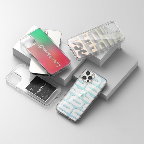 Pancerne etui pokrowiec z żelową ramką iPhone 12 Pro Max Fusion Design różowo-zielony Pancerne etui pokrowiec z żelową ramką iPhone 12 Pro Max Fusion Design różowo-zielony