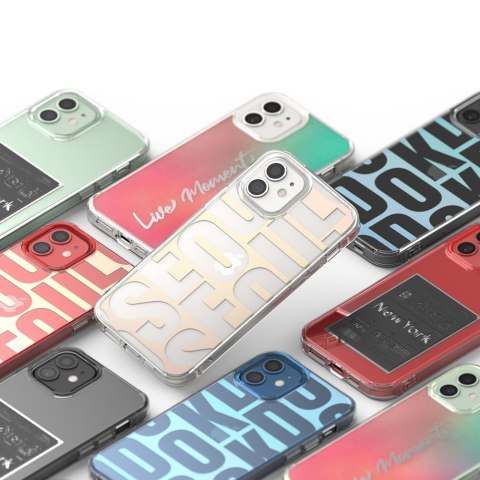 Pancerne etui pokrowiec z żelową ramką iPhone 12 mini Fusion Design różowo-zielony Pancerne etui pokrowiec z żelową ramką iPhone 12 mini Fusion Design różowo-zielony