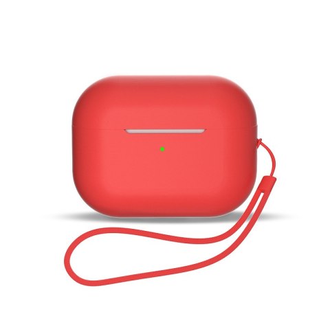 Silikonowe etui do słuchawek AirPods 3 + pasek smycz na nadgarstek czerwone Silikonowe etui do słuchawek AirPods 3 + pasek smycz na nadgarstek czerwone