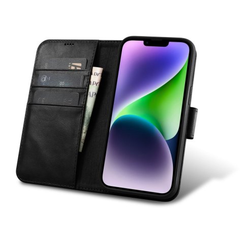 2w1 etui skórzany pokrowiec z klapką iPhone 14 Anti-RFID Oil Wax Wallet Case czarny 2w1 etui skórzany pokrowiec z klapką iPhone 14 Anti-RFID Oil Wax Wallet Case czarny