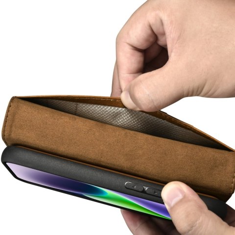 2w1 etui skórzany pokrowiec z klapką iPhone 14 Anti-RFID Oil Wax Wallet Case jasno-brązowy 2w1 etui skórzany pokrowiec z klapką iPhone 14 Anti-RFID Oil Wax Wallet Case jasno-brązowy