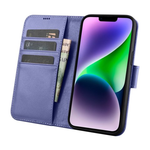 2w1 etui skórzany pokrowiec z klapką iPhone 14 Anti-RFID Wallet Case jasnofioletowy 2w1 etui skórzany pokrowiec z klapką iPhone 14 Anti-RFID Wallet Case jasnofioletowy