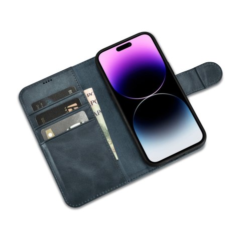 2w1 etui skórzany pokrowiec z klapką iPhone 14 Pro Anti-RFID Oil Wax Wallet Case niebieski 2w1 etui skórzany pokrowiec z klapką iPhone 14 Pro Anti-RFID Oil Wax Wallet Case niebieski