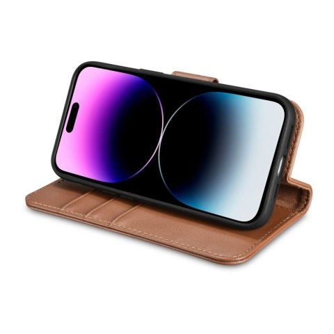 2w1 etui skórzany pokrowiec z klapką iPhone 14 Pro Max Anti-RFID Wallet Case brązowy 2w1 etui skórzany pokrowiec z klapką iPhone 14 Pro Max Anti-RFID Wallet Case brązowy