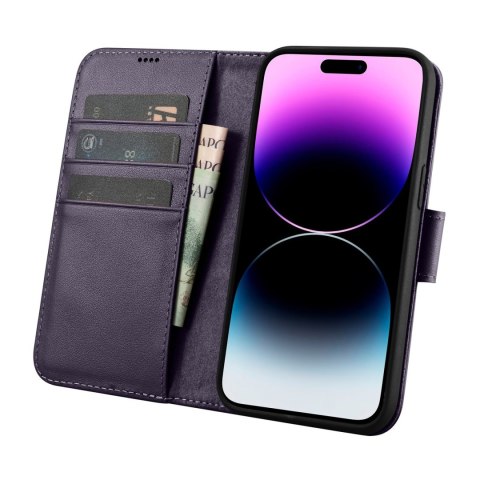 2w1 etui skórzany pokrowiec z klapką iPhone 14 Pro Max Anti-RFID Wallet Case ciemnofioletowy 2w1 etui skórzany pokrowiec z klapką iPhone 14 Pro Max Anti-RFID Wallet Case ciemnofioletowy
