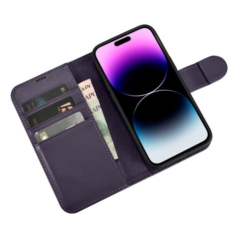 2w1 etui skórzany pokrowiec z klapką iPhone 14 Pro Max Anti-RFID Wallet Case ciemnofioletowy 2w1 etui skórzany pokrowiec z klapką iPhone 14 Pro Max Anti-RFID Wallet Case ciemnofioletowy