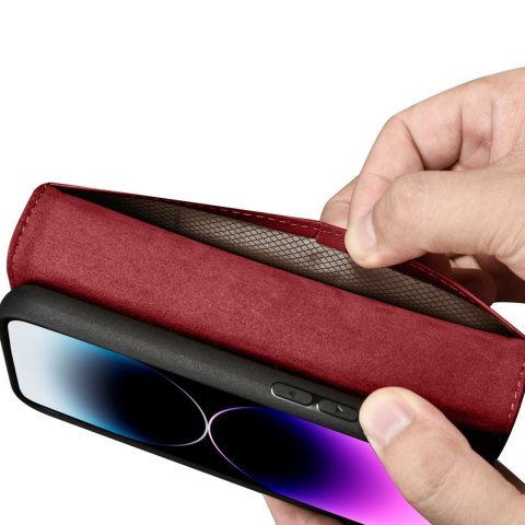 2w1 etui skórzany pokrowiec z klapką iPhone 14 Pro Max Anti-RFID Wallet Case czerwony 2w1 etui skórzany pokrowiec z klapką iPhone 14 Pro Max Anti-RFID Wallet Case czerwony