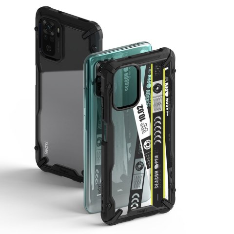 Etui pancerny pokrowiec z ramką Xiaomi Redmi Note 10 / 10S Fusion X Design Ticket band czarny Etui pancerny pokrowiec z ramką Xiaomi Redmi Note 10 / 10S Fusion X Design Ticket band czarny