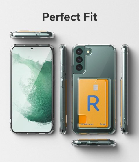 Etui z kieszonką na kartę dokumenty do Galaxy S22+ Fusion Card przezroczysty Etui z kieszonką na kartę dokumenty do Galaxy S22+ Fusion Card przezroczysty