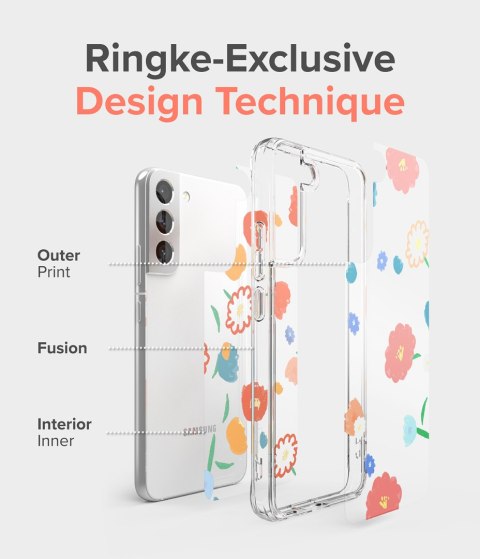 Pancerne etui pokrowiec z żelową ramką Galaxy S22+ Fusion Design Floral przezroczysty Pancerne etui pokrowiec z żelową ramką Galaxy S22+ Fusion Design Floral przezroczysty