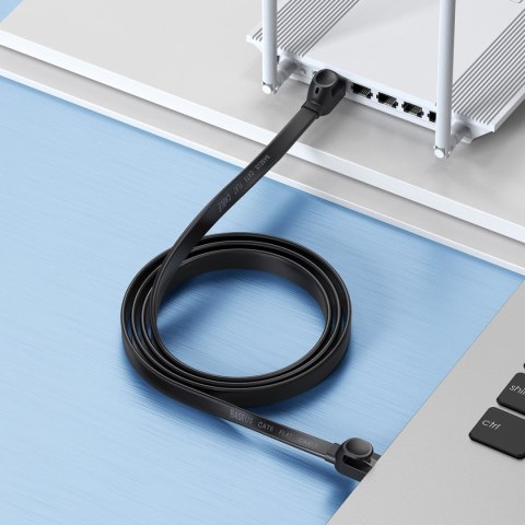 Kabel sieciowy płaski Patchcord RJ45 Speed Six 1000Mbps 2m - czarny Kabel sieciowy płaski Patchcord RJ45 Speed Six 1000Mbps 2m - czarny