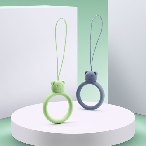 Silikonowa smycz do telefonu zawieszka miś niedźwiadek ring na palec zielony Silikonowa smycz do telefonu zawieszka miś niedźwiadek ring na palec zielony